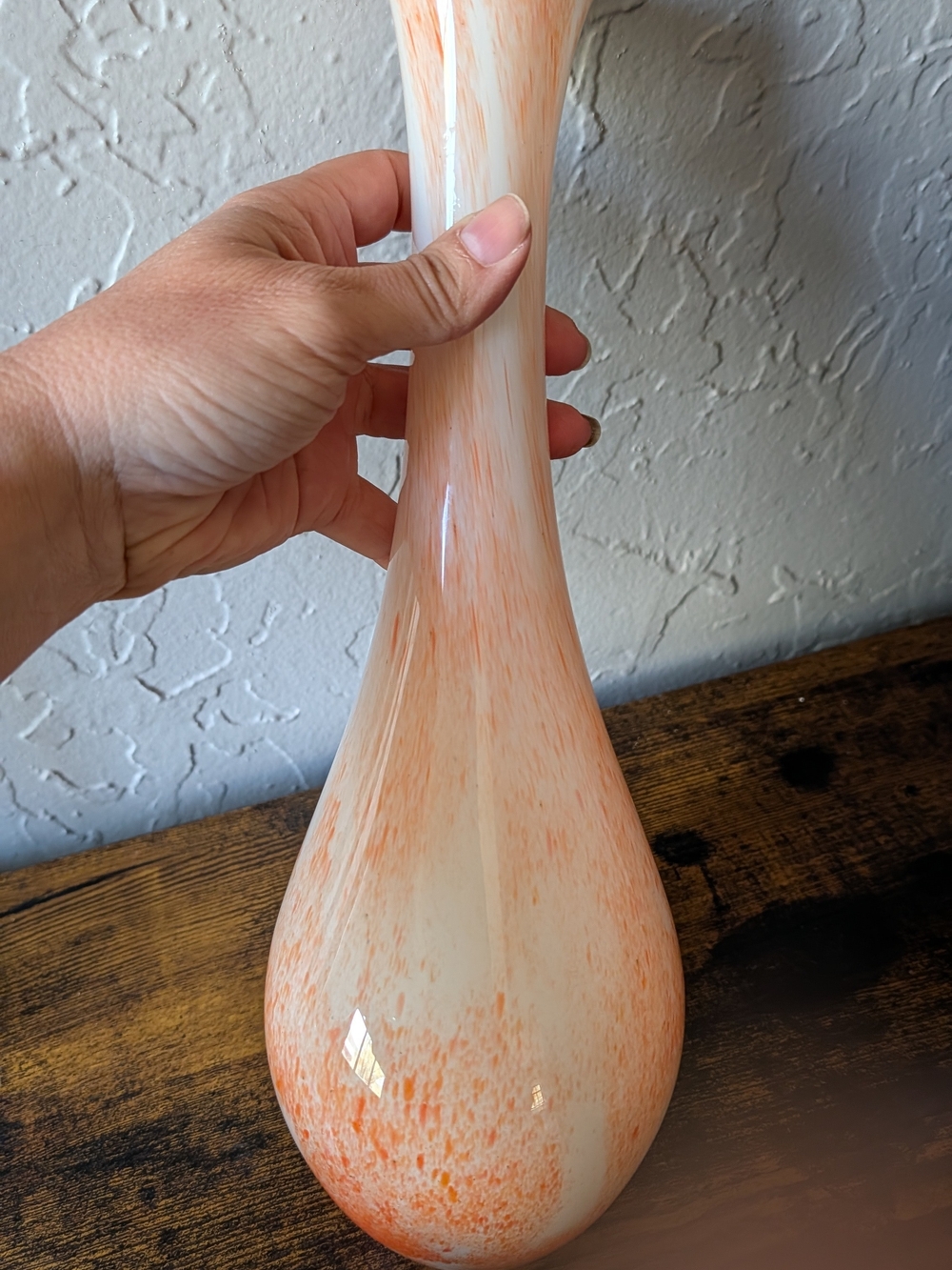 Peach Swirl Glass Vase — Decorative Accent - Picture 2 of 9